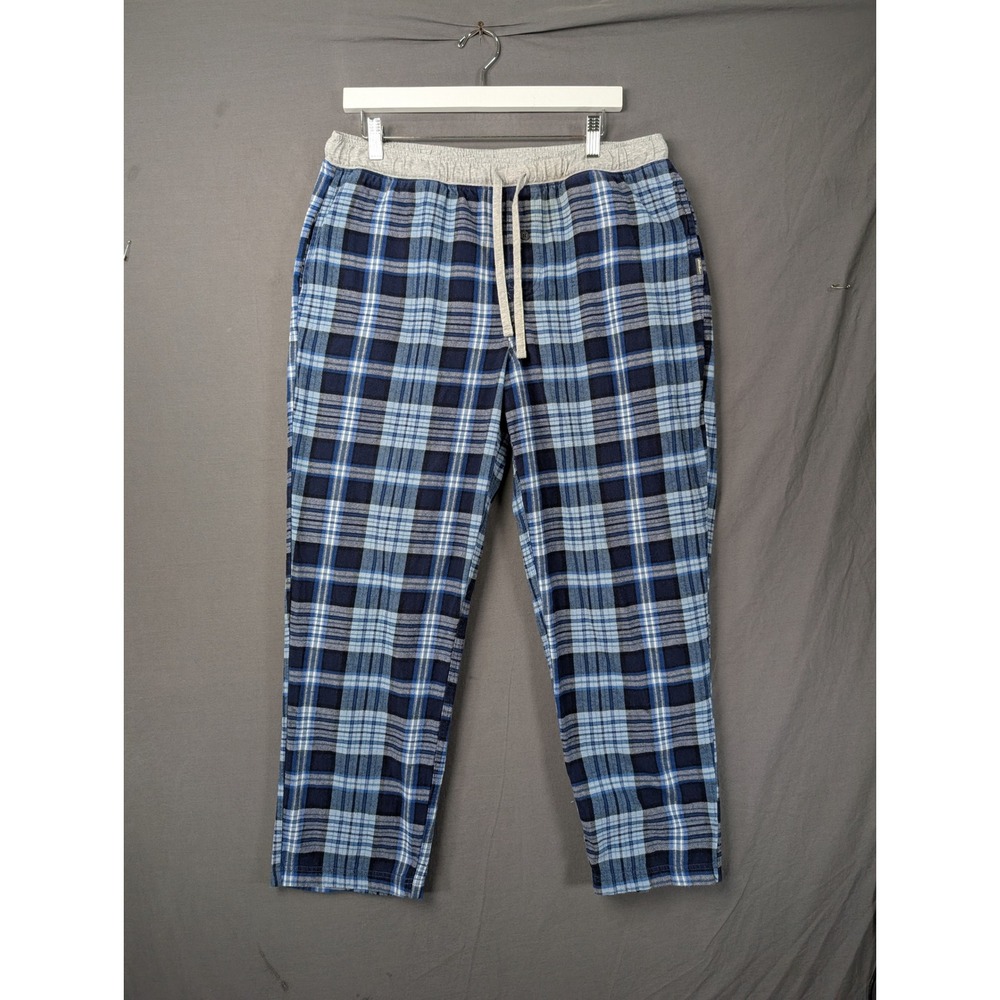 Eddie Bauer Mens Blue Plaid Flannel Pajama Pants Lounge Sleepwear Large
